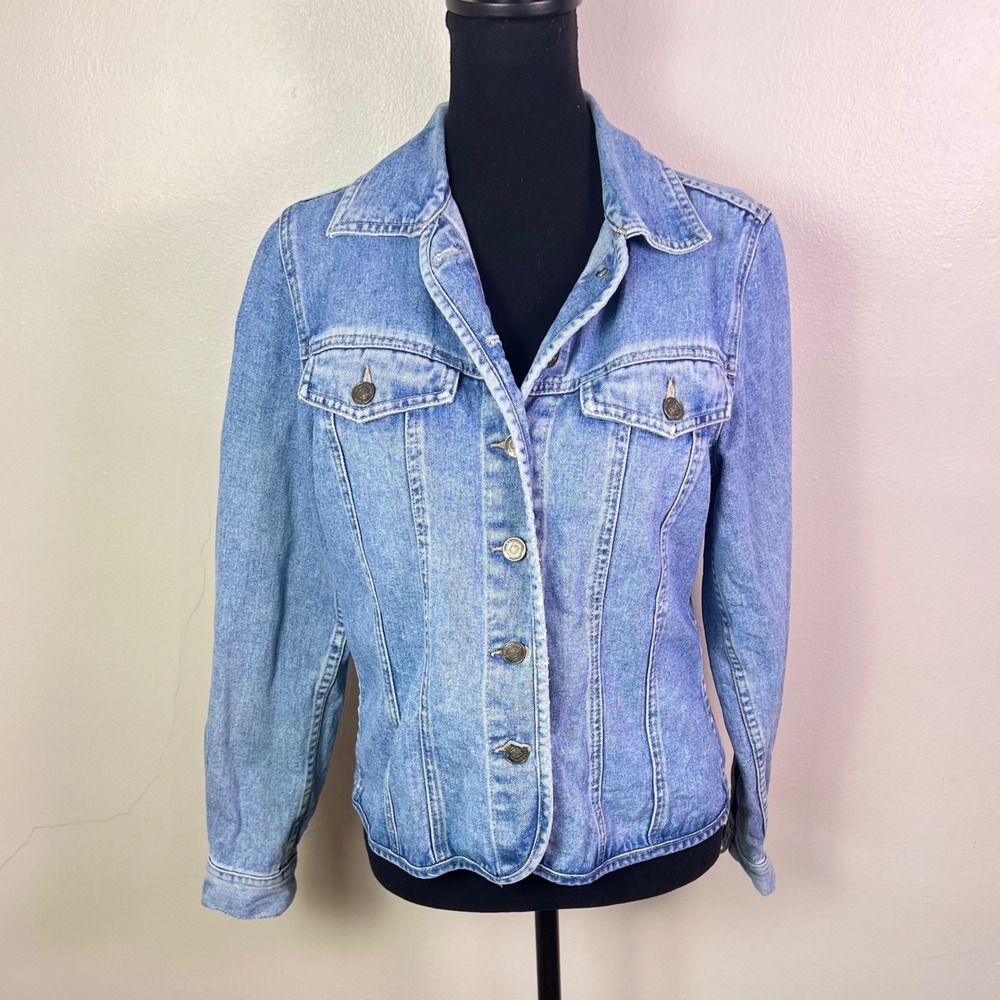 The Territory Ahead Denim Jacket Medium Blue Trucker Workwear 100% Cotton